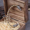 Stainless Steel Nordic Viking Norse Raven Bracelet Men Wristband Cuff Bracelets with Viking Wooden Box