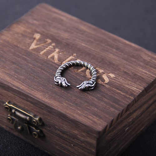 Never Fade Stainless Steel Viking Dragon Statement Rings Men Vintage Color Nordic Viking Totem Odin Men Rings Jewelry