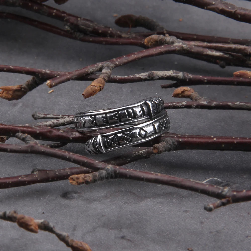 Stainless Steel Viking Rune Statement Rings Men Never Fade Nordic Viking Totem Odin Men Rings Jewelry