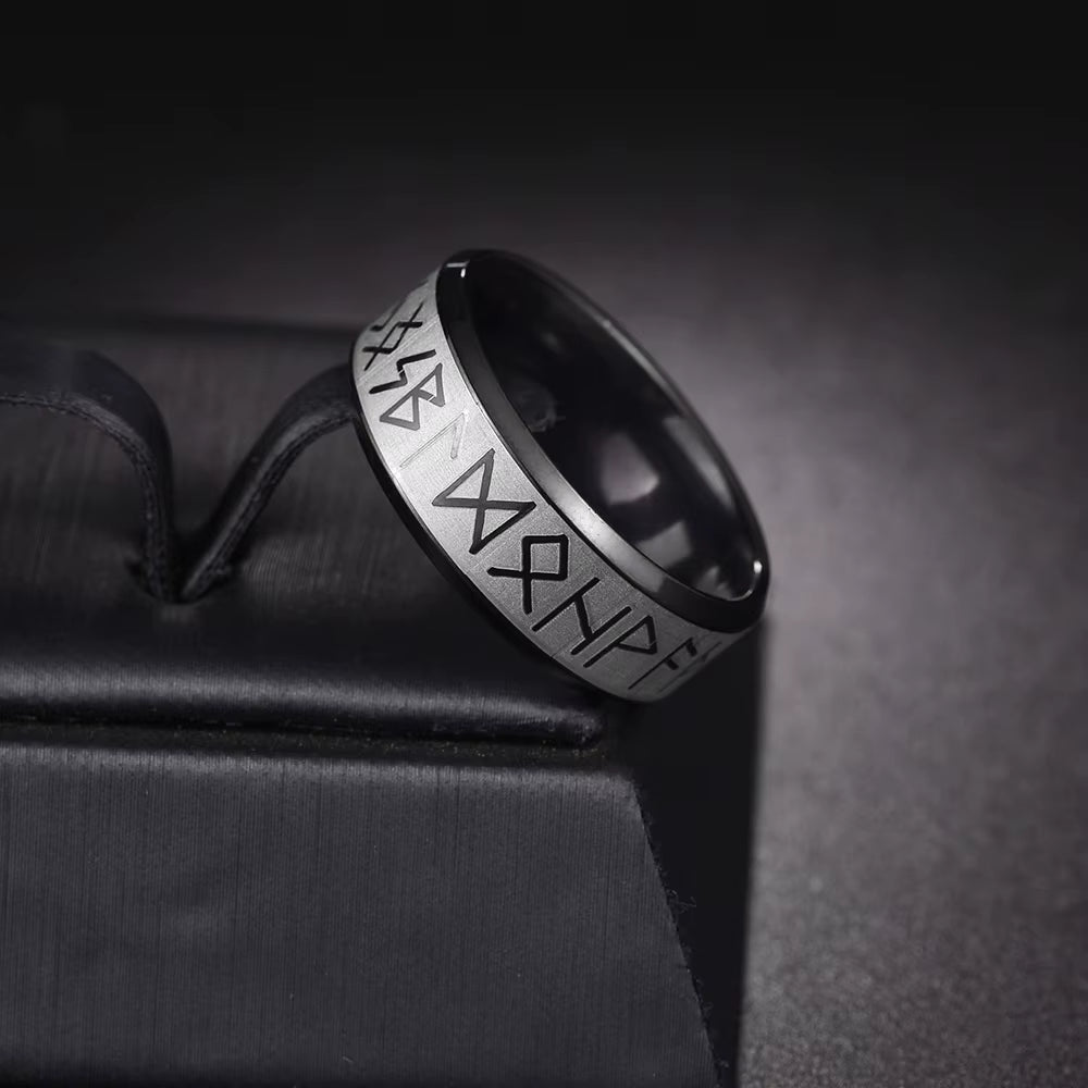 Stainless Steel Nordic Viking Rune Ring Mens Viking Ring Runes Words Odin Norse Viking Amulet RETRO Rings Jewelry